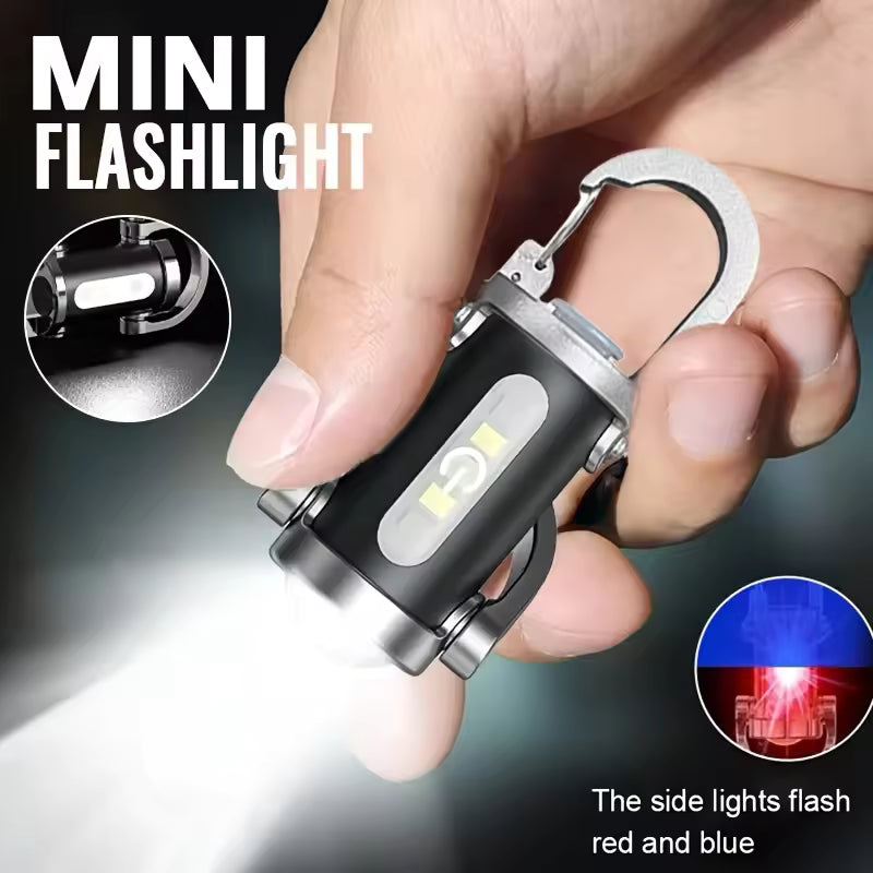 1Pc LED Keychain Flashlight, USB Rechargeable Mini Light, Perfect for Camping, Hiking, Reading and Fishing